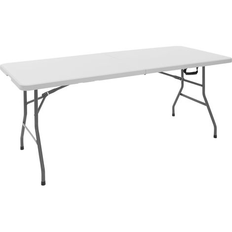ML-Design Campingtisch klappbar Weiß 180x74 cm, Kunststoff, Klapptisch mit Tragegriff, Falttisch für Garten, Terrasse, Balkon, Gartentisch 6 Personen, Buffettisch Partytisch Koffertisch Flohmarkttisch