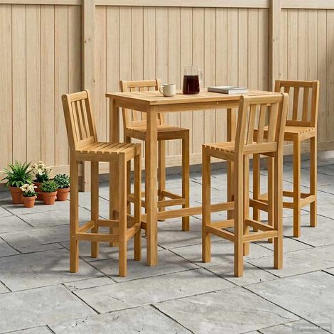vidaXL Outdoor Bar Set 5 pcs Unbehandelt Massivholz Teak (1/5)