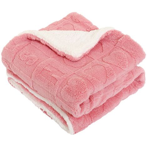 Sollbry Couverture polaire corail douce et moelleuse, légère, plaid Sherpa pour canapé, voiture, double épaisseur, chaude, rose, 110 x 100 cm (1/5)