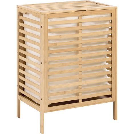 Cesta para la ropa sucia de bambú con tapa abierta estilo escandinavo marrón claro Turcui (1/5)