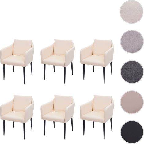 Lot de 6 chaises de salle à manger HWC-H93, chaise de cuisine fauteuil tissu/textile gris clair (1/5)