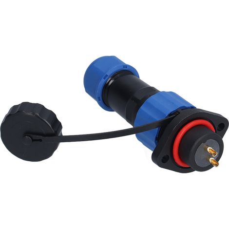 Connecteur aviation SP16 à brides étanche IP68 mâle femelle soudure filetage M16x1.5, 2 pôles 380V 10A, kit 2 pièces plastique PA66 cuivre doré (1/5)