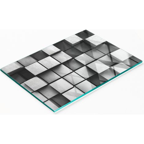 Tagliere da cucina in vetro temperato con grafica astratta decorativa, 80x52 cm. (1/5)