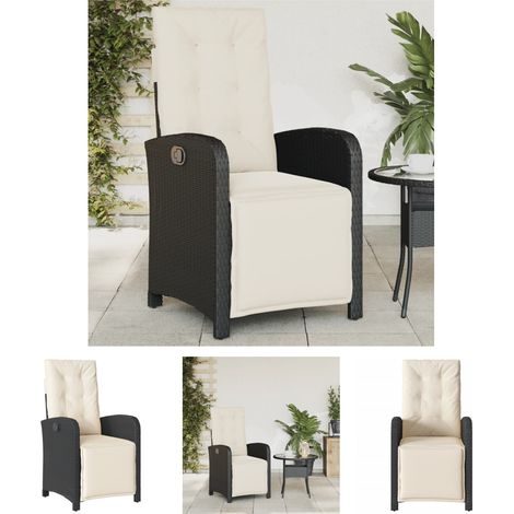 The Living Store Gartensessel mit Fußteil Verstellbar Schwarz Poly Rattan - Gartenstühle (1/5)