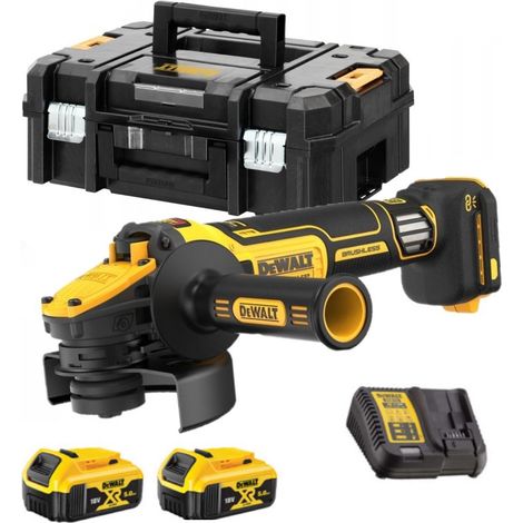 Dewalt – Meuleuse d'angle 125 mm – DCG409VSP2QW – Vitesse variable 9000 tr/min – 2 batteries 5Ah – Moteur Brushless pour coupe précise