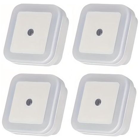 Lot de 4 veilleuses à prise murale - Lumière blanche douce - Pour adultes, salle de bain et chambre - Économe en énergie (1/5)