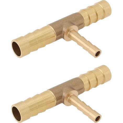 Lot de 2 Raccords Cannelés Réducteurs 3 Voies en T 8 Mm X 4 Mm X 8 Mm pour Raccorder Les Conduites D'air D'eau de Carburant Et D'huile (1/5)