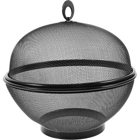 Corbeille à fruits en métal avec couvercle et panier - Rangement anti-mouches pour fruits et légumes (Noir/1 pièce) (1/5)