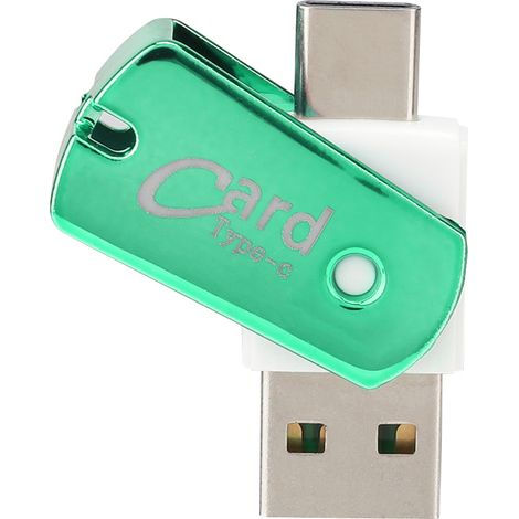 Lecteur de cartes OTG rotatif Type-C haute vitesse 2 en 1 pour téléphone mobile TF vert (1/5)