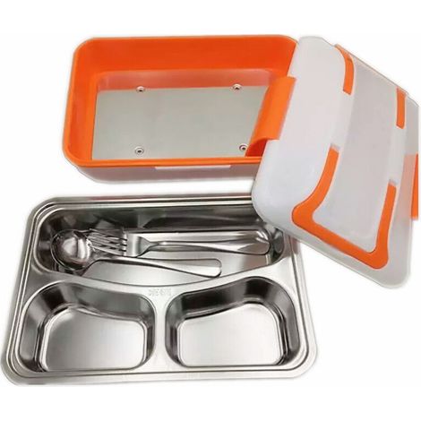 Boîte à lunch électrique isotherme pour voiture, pour enfants et adultes, prise européenne, orange, (1/3)