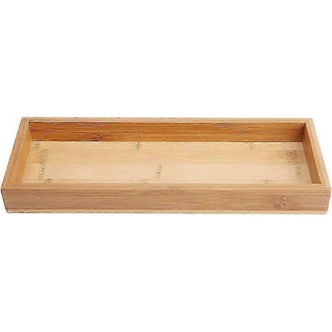 Plateau de service en bambou pour pain et aliments, 28 × 10,2 × 3 cm, forme rectangulaire, convient pour les fruits, les desserts, les en-cas et la table de cuisine.-AquaForge (1/5)