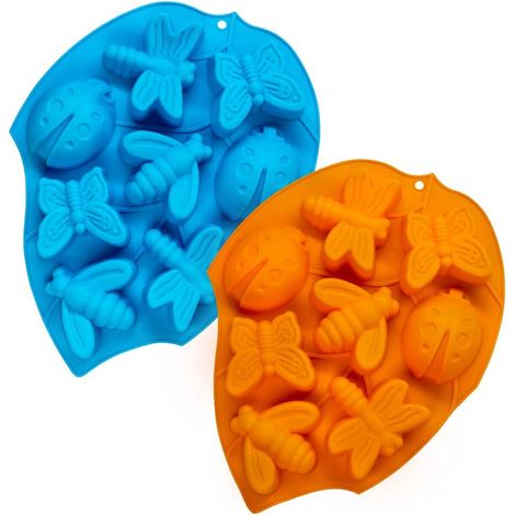 2 pcs 3D Moules à Gâteau En Silicone, 8-Cavité Moule à Muffins Insectes Cuisine Pâtisserie Plaque De Cuisson pour Fat Bomb Chocolat Bonbons Bonbons Cupcake Savon Bougie - Bleu, Orange,Parent,-