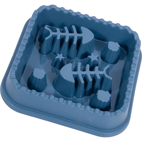 Gamelle anti-glouton surélevée en forme d'arête de poisson pour chiens et chats. Prévient les étouffements et réduit les flatulences. (1/5)