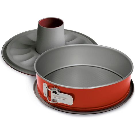 Guardini, Tortiera apribile 2 fondi Ø 28 cm, Fondo Salvagoccia, Acciaio con rivestimento antiaderente, Rosso e Grigio, Made in Italy, Linea Rossana (1/3)