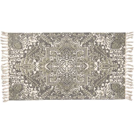 Tapis de Salon en Coton Gris Vert 140 x 200 cm - Tapis Rectangulaire pour Chambre et Séjour - PANGIVO (1/2)