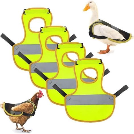 Lot de 4 gilets de sécurité réfléchissants pour poulets, canards et oies - Vêtements de protection hivernale (1/4)