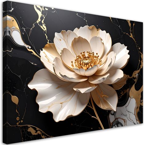 Impresión de Imagen Flor de mármol glamurosa en tonos beige 30x20 (1/5)