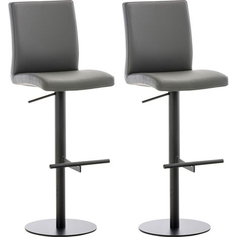 2er Set Barhocker Cadiz Kunstlederbezug schwarz grau