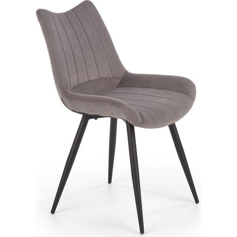 Chaise contemporaine en velours gris avec pieds design en acier noir OMEGA (1/5)
