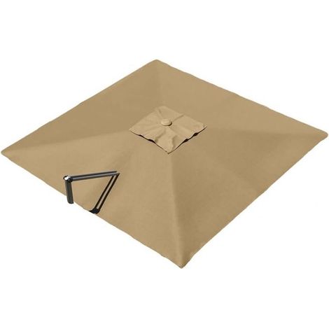Toile De Parasol Carrée - 250 x 250 cm - Pour Parasol Déporté Carré À 7 Points D'Attache - Tissu Polyester Hydrofuge - Remplacement Khaki