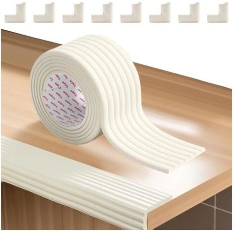 2 Rouleau Mousse Protection des Bords autocollante 200cm x 80mm x 8mm et 8 Protection Coin de Table bébé Mousse Protection Angle Bebe Antichoc Protege pour Enfants Meubles (Blanc) (1/5)
