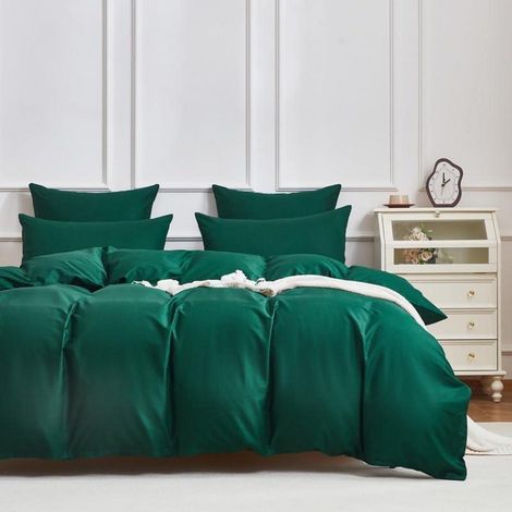 Bettwäsche-Set Mako Satin 135x200cm Olivgrün 2-teilig Baumwolle mit Reißverschluss