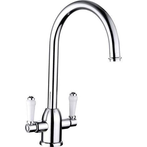 Nuie Sarven Kitchen Sink Mixer Tap Dual Handle - Chrome (1/2)