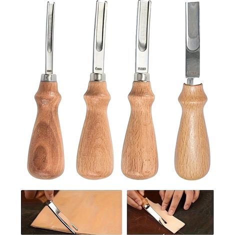 Juego de herramientas para recortar los bordes del cuero, mango ergonómico, 4 tamaños disponibles, 0410 (1/2)