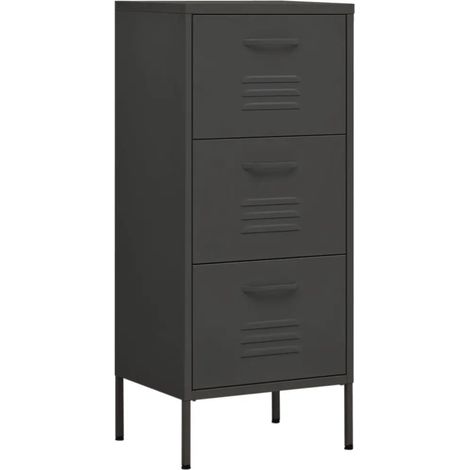 Armario de almacenamiento práctico moderno 42,5 x 35 x 101,5 cm con cajones extensibles de acero antracita 020046874 (1/5)