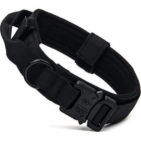 Online Store - Collier tactique pour chien - Réglable - Nylon renforcé 1000D - Taille M - Noir - 35 à 46 cm (1/4)