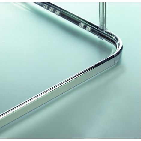 Spirella – Barre pour rideau de douche d'angle en aluminium 170x75cm – Finition brillante – Montage facile avec glisseurs inclus