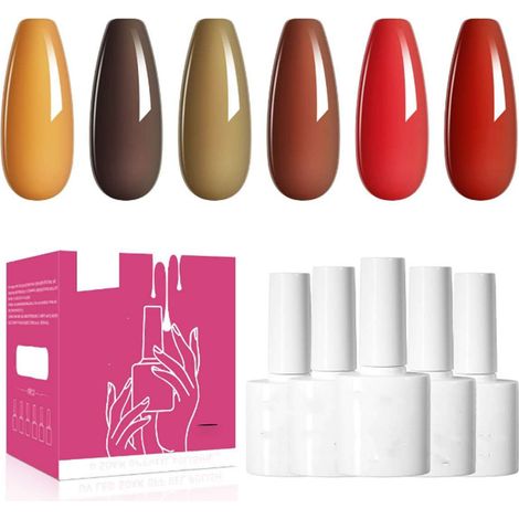 Kit UV LED Vernis Semi-Permanent 6 Couleurs, Set Gel Polish Soak Off pour Artiste Ongles, Débutant Salon Maison DIY (1/5)