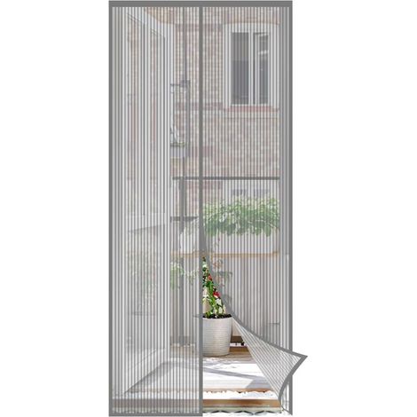 Sekey Moustiquaire Magnétique pour Porte sans Perçage – Rideau Anti-Insectes en Fil de Pêche, Résistant aux Chats Gris, 90 x 210 cm