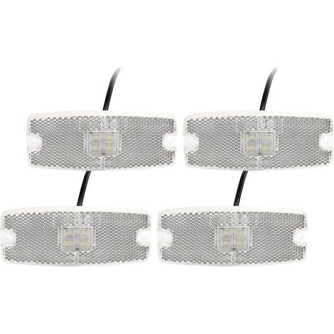 GENERIC-4 Pcs Feux de Gabarit LED pour Remorque 12V 24V Feux de Position Latéraux Camion avec Réflecteur, Homologué E-Mark, Imperméable, Incluses 8 Vis Montage, Tapis éponge - Blanc (1/5)