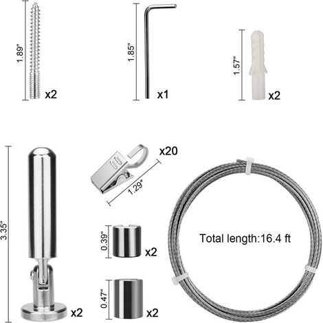 Câble en acier inoxydable de 5 mètres avec revêtement plastique, adapté aux rideaux d'intérieur, à la salle de bain et à une utilisation extérieure.