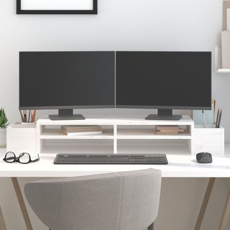 Soporte para monitor madera maciza pino blanco 100x27,5x15 cm vidaXL (1/5)