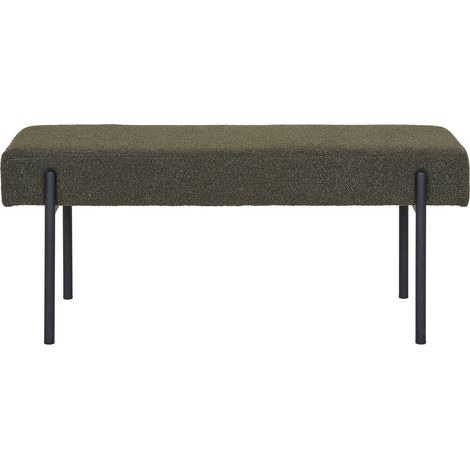 Panca Swindon in Bouclé Verde Scuro con Gambe Nere — 100×36×42,5 cm
