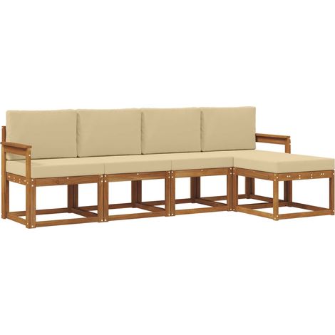 Conjunto de sofás de exterior 5 uds. Natural y Beige vidaXL (1/5)