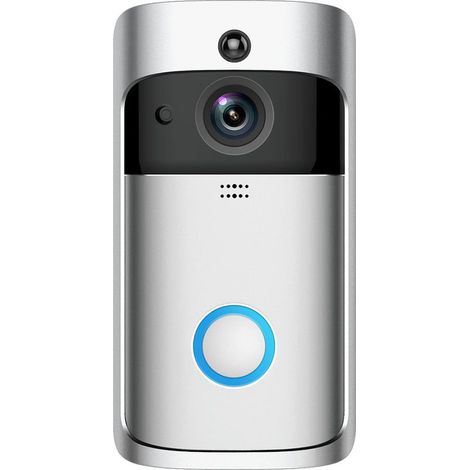 Caméra de Sonnette vidéo Intelligente WiFi,Interphone de Sonnette Infrarouge sans Fil,Caméra de Porte de Système d'accès de Caméra Haute Définition, pour Appartements,Maisons,Htels,Bureaux (1/4)
