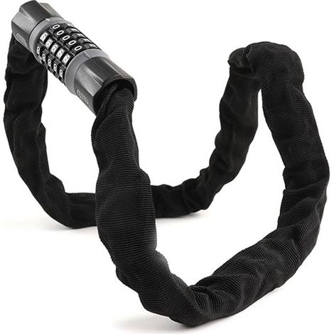Lucchetto a catena extra resistente da 90 cm (6 mm) con codice a combinazione e supporto antifurto per bicicletta resistente alle intemperie, ideale per la città e i viaggi. Include lucchetto nero. (1/5)