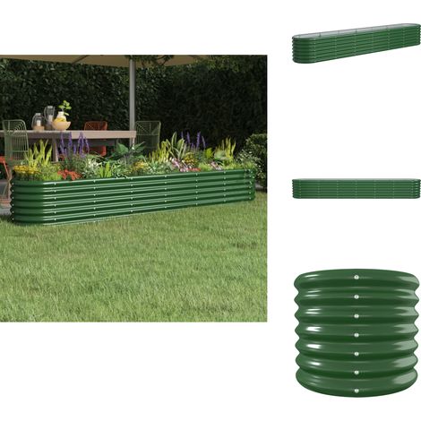 Lit surélevé de jardin Acier enduit de poudre 260x40x36 cm Vert - Jardinière Surélevée - Bac À Fleurs - Pot De Fleurs Extérieur - Décoration Jardin - Plante Extérieure (1/5)