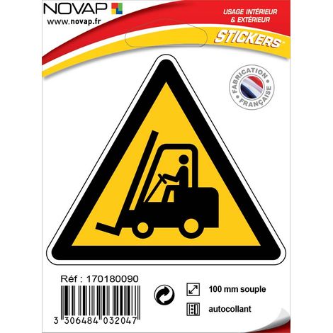 Panneau Danger circulation d'engins - Adhésif Triangle 100mm - 4032047