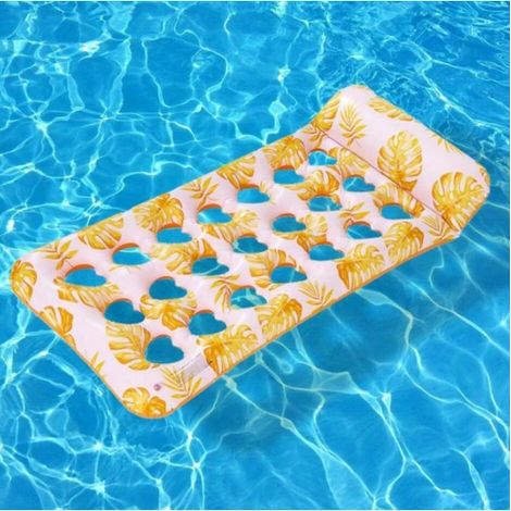 Matelas gonflable - Matelas gonflable pour piscine - Chaises longues aquatiques - Matelas gonflable pour piscine adulte - Fauteuil inclinable - Matelas gonflable une place - Jouets de piscine - jaune