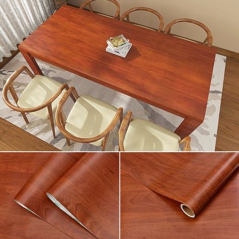 Cinta papel autoadhesiva aspecto madera muebles, rollo PVC, adhesivo decorativo cocina, adhesivos decorativos revestimiento pintado, 40 cm x 2 m (1/5)