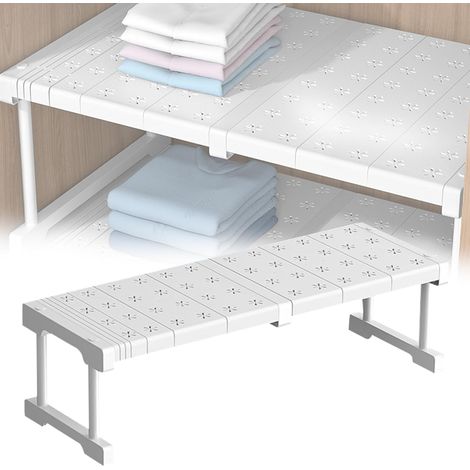 Extensible Séparateur de Support de Rangement, d'Étagère Réglables, Armoires Télescopiques, Organisateur de Placard, Largeur 24 cm, Hauteur 22 cm, Longueur Réglable 37-48 cm (1/5)