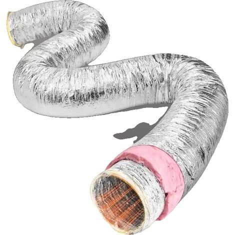 Conduit flexible isolé, aluminium pour animaux, 208 x 7620 mm, isolation thermique R-6.0, compatible avec les systèmes de ventilation, comprend 2 colliers (1/5)