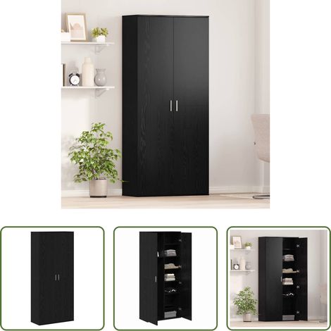 Rangement salon - Buffet Chêne noir 80 x 35 x 180 cm Bois d'ingénierie (1/5)