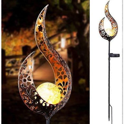 Lampes solaires de jardin pour allée extérieure, globes en verre craquelé, piquets en métal, étanches, décoratives, à couleurs changeantes, idéales pour la pelouse, la terrasse ou tout autre espace ve