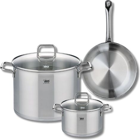 Ensemble de 1 Poêle de cuisson 24 cm et 2 faitouts 16 et 26 cm Elo Profi Citrin (1/5)