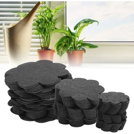 Lot de 150 coussinets de drainage pour pot de fleurs en forme de fleur, tapis respirants et perméables à l'eau pour pot de bonsaï, 5 cm, 7,5 cm, 10 cm, noir,DUBUNS (1/5)